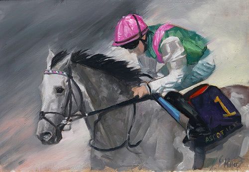 oil painting study of racehorse Field of Gold.