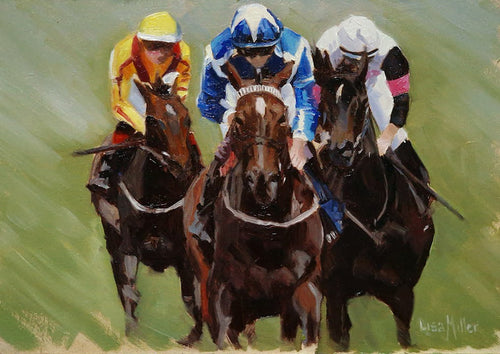 Venetian Sun wins at Ascot. Oil painting.