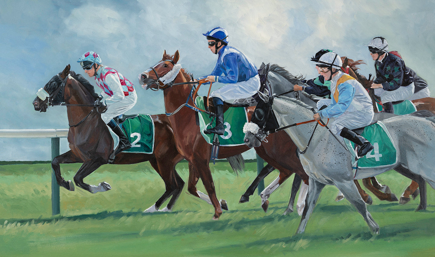 Original oil of arabian racehorses, Hereford. By equestrian artist Lisa Miller