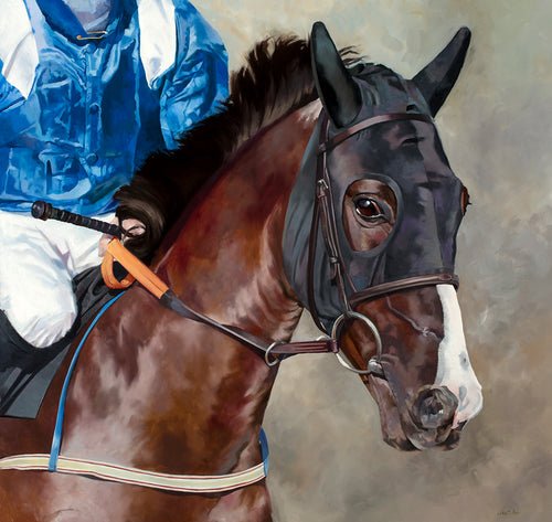 Arabian horse racing art print of Azizi from an original painting by equestrian artist Lisa Miller