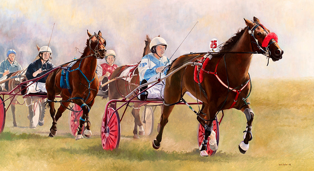Harness racing art print from an original oil painting by equestrian artist Lisa Miller