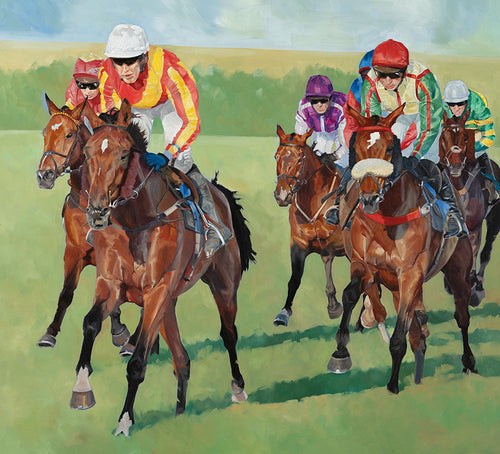 Horse racing art print, Ffos Las from an original painting by equestrian artist Lisa Miller