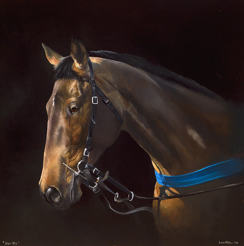 Horse racing art print portrait of racehorse  Our Vic from an original painting by equestrian artist Lisa Miller