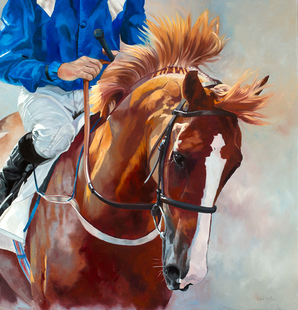 Horse racing art print portrait of the arab racehorse Salaama from an original painting by artist Lisa Miller